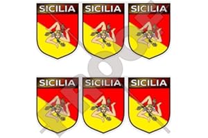STICKERSWORLD Sizilien Sicilian Shield Italien, Sizilien Italienisches 40 mm (40,6 cm) Mobile Handy Vinyl Mini Sticker, Aufkleber X6