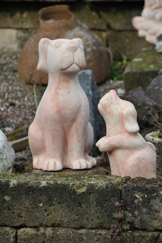 Hundepärchen,Gartendeko,Terracotta,frostfest,35cm+26cm hoch - 4