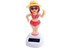FLIYEONG Solar Powered Dancing Flip Swing Shook Head Beach Girl Cactus Automatic Swing Car Interior Ornament Dashboard Decor Swing Solar Car Toy for Car Home Office Decoration Beach Girl Durable and Useful