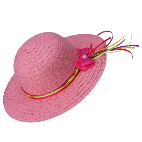 JTC Kids Girl Sun Hat Children Beach Caps With Bowknot Summer Camp Visor Prop Outfit 1- 5Years Old Pink