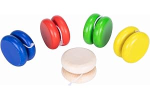 GICO JoJo Set med 5 jojos av massivt trä (tillverkad i EU) blandade färger – present barnfödsel – 6470