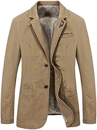 TAPOO Men's Blazer Jackets Casual Slim Fit Two Buttons Autumn Separate Suit Coat with Breastpin,Khaki,XX-Large