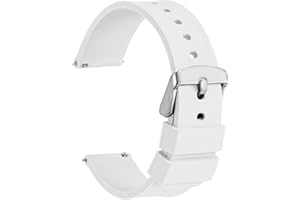 WOCCI Silicona Correa Reloj con Hebilla Plateada de Acero Inoxidable, Liberación Rápida para Hombre Mujer, 14mm 16mm 18mm 19mm 20mm 21mm 22mm 24mm