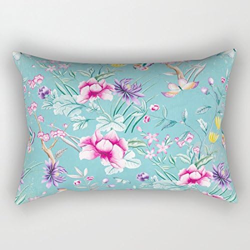Pastel Teal Vintage Roses and Butterflies Pattern Rectangle Cushion Covers 40 x 60 cm with Zipper Home Decor Decorative Rectangle Cushion Pillow Covers