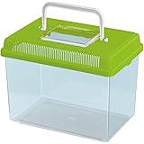 Ferplast Plastic Fish Aquarium GEO Medium Tank 2,5 L Small Animal Container Aquarium Terrarium Insects Turtles, Plastic, Ventilation Grills, Handle for Easy Transport, 23,2 x 15,3 x h 16,6 cm Green