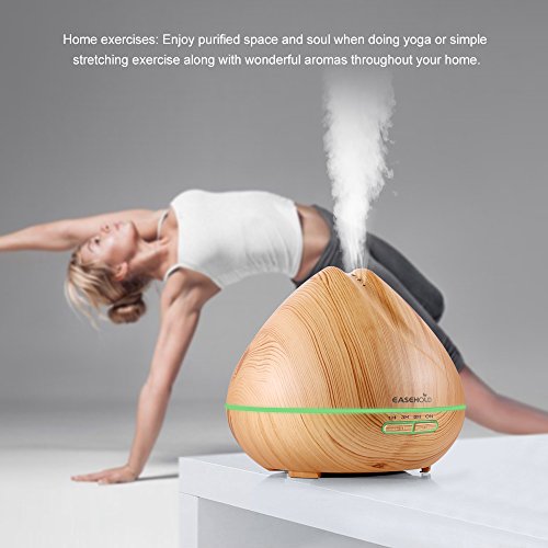 EaseHold Aroma Diffuser 400ML Leise Kalten Nebel Luftbefeuchter Ultraschall Oil Düfte Humidifier Holzmaserung LED mit 7 Farben Elektrisch Duftlampe Humidifier LED Licht für Babies Kinder Haus Yoga Schlafzimmer Wohnzimmer Büro Duftlampe (400ml, Gelb) - 7