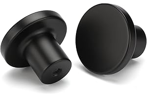 LONTAN 4 Pack Black Kitchen Knobs Black Cupboard Knobs Round Cabinet Drawer Hardware Aluminum Alloy for Wardrobes Furniture