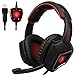 Price comparison product image 2016 Latest Sades SPIRITWOLF USB Version Over Ear 7.1 Surround Sound Stereo Gaming Headset Headphone with Microphone, Noise Reduction, Volume Control, LED Light For PC Computer Gamers(Black Red)