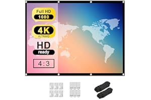 Tiardey Schermo per proiettore HD da 60 Pollici 4: 3 Schermo da Interno per Esterno Portatile Pieghevole Proiettore per Film Schermo per Supporto Home Theater Proiezione Fronte/Retro - Tenda Morbida