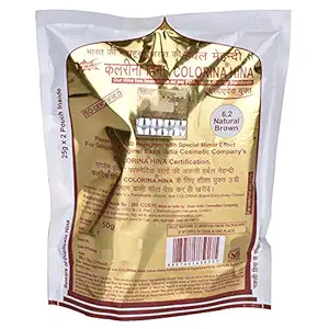 Colorina Hina Gujrati Herbal Henna Powder, Natural Brown 6.2, 50g (Pack of 5) | Colors Hair not Skin