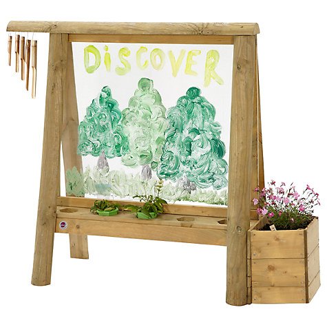 Discovery Create and Paint Outdoor Easel (3+ Years) With Paint Storage Holes, Built-In Planter And Bamboo Wind Chime in FCS Approved Wood