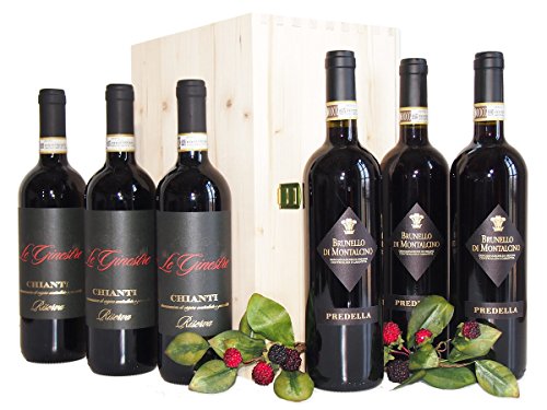 Brunello di Montalcino e Chianti i Migliori Vini Toscani - Elegante e Prestigioso Regalo Cassetta Vini Della Toscana - cod 54a