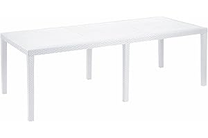 DMORA Mesa de Exterior Extensible Rectangular, Made in Italy, Color Blanco, Medidas 150 x 72 x 90 cm (Extensible hasta 220 cm)