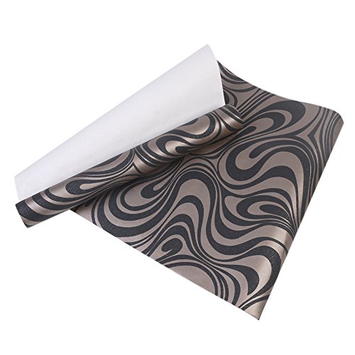 Little Thing Dick Non-Woven Modern Luxus Abstrakt Kurve Gestreift 3D Wallpaper Tapeten Wand Wandaufkleber für Schlafzimmer Wohnzimmer TV Hintergrund 0.7×8.4m (Schwarz) - 7