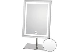Waneway Full Metal Vanity Mirror, Lighted Makeup Mirror with 80 LEDs Lights and 10X Magnification Spot Mirror, USB Power Light up Cosmetic Mirror for Dressing Table