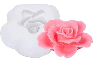 SILICANDO Flower Silicone Molds, 3D Flower Molds Set Flower Fondant Silicone Mold for Soap Making, Epoxy Casting Resin Craft, Handmade Chocolate, Cupcake, Dessert Decoration (Rose)