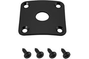 YINETTECH Tapa de enchufe para guitarra eléctrica cuadrada de 35 x 35 mm apertura de 10 mm con tornillos compatible con Gibson Les Paul compatible con conector de 1/4" color negro