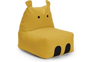 Lumaland Puf infantil Hippo | Puf Animal Familiar para Niños | Bolsa de frijol impermeable | Material fácil de cuidar | 80 x 70 x 65 cm, 2,9 kg [amarillo]