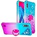 Produktbild Dclbo Hülle für Samsung Galaxy M10 / A10, Handyhülle mit Ring Halterung Ständer Flüssig Glitzer Silikonhülle Stoßfest Bumper Case Transparent Schutzhülle für Samsung Galaxy M10/A10-Blau und Lila