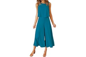 FANCYINN Donna Estate 2 Pezzi Outfits Canotta Lunga di Base Camicia Pantaloni Lunghi a Vita Alta Tute