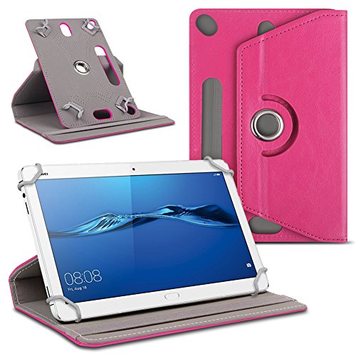 Original UC-Express® Robuste Tablet Schutzhülle für Ihr Huawei MediaPad T1 10.0 Tablet aus hochwertigem Kunstleder mit praktischer Standfunktion kombiniert Schutz und Design Schutztasche Stand Tasche Cover Case Etui, Farben:Pink