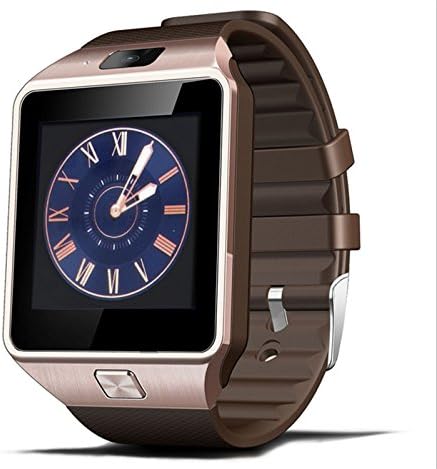 Smart Watch DZ09 Bluetooth with SIM Card Slot Make Phone Calls 2.0MP Pedometer Sleep Monitor Camera Support Message Notification TF Card Compatible with Android or iOS System (Brown)