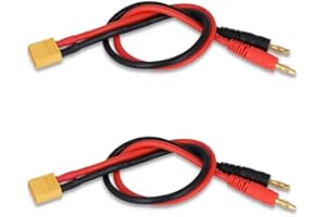 LINSYRC 2 Stücke XT60 Männlich auf 4mm Bananenstecker Rundstecker RC Ladekabel Adapter mit 30CM 14AWG Silikondraht für RC Hubschrauber Quadcopter Lipo Akku