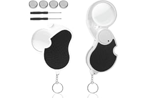 AFUNTA - Lente di ingrandimento con luce a LED, 2 pz 5X Pocket Magnifier con 2 pz cacciavite, 5X Pocket Magnifier per gioielli diamanti gemme orologi Hobby - Nero