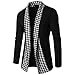 Produktbild Strickjacken Herren Longra Herren Lang Cardigan Strickjacke Open Jacke Knit Mantel Strick Jacke Sweatshirt Sweatblazer Männer Slim Fit Langarm Patchwork dünne lange Strickjacke-Mantel (2XL, Black)