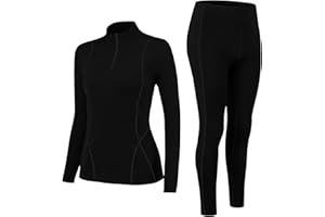 Fengzio Intimo Termico Donna Invernale, Maglia Termica Donno Funzionale Pantaloni e Maglie con Cerniera, Tuta Termice Donne Set per Sci Corsa Palestra