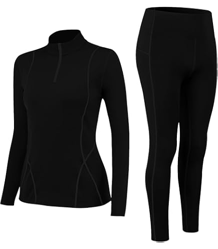 HAINES Biancheria Intima Termica Set Donna Base Layer Intimo Termico Sci Per Palestra Ciclismo Calcio Corsa Nero Gr 38 102815223