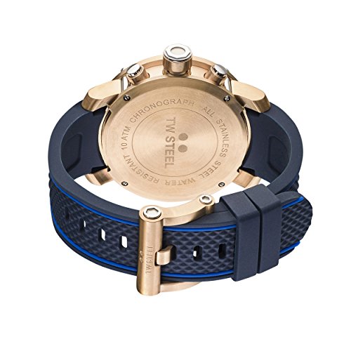 TW Steel Men's Quartz Watch with Blue Dial Chronograph Display and Blue Silicone Strap TS3