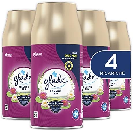 Glade Automatic Spray Ricarica, Profumatore per Ambienti, Fragranza Relaxing Zen, Formato Scorta da 4 Ricariche da 269 ml