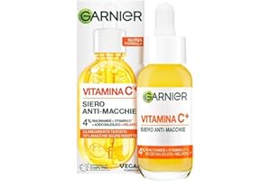 Garnier Siero Vitamina C Anti-Macchie, Illuminante e Rimpolpante, Arricchito con Vitamina C, Niacinamide e Acido Salicilico, Pelle Libera dalle Macchie Scure in Solo 6 Giorni, Incarnato Luminoso, 30ml