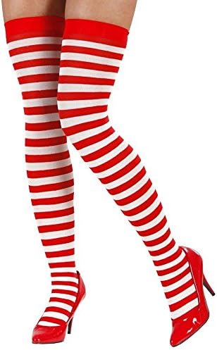 Over the Knee Dark Striped Socks (One Size (4 - 7), Red/White)