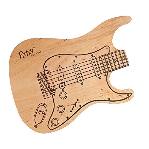 Schneidebrett E-Gitarre – Personalisiert mit Namen und Datum – Originelle Geburtstagsgeschenke für Männer und Frauen – Frühstücksbrettchen als Geschenk-Idee zu Weihnachten