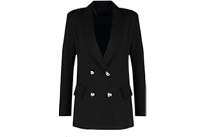 TrendyFashion Womens Casual Gold Button Long Sleeve Ladies Double Breasted Duster Coat Jacket Open Front Blazer