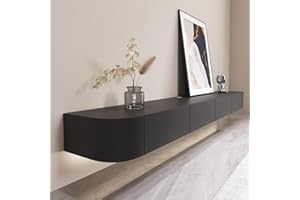 FGNIXLN Mobile TV Larghezza 280 cm, a Basso Sospeso, Mobile da Soggiorno, Stile Moderno, Nero