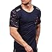 Produktbild UJUNAOR Top Bluse Herren Bedrucktes T-Shirt-Oberteil mit Rundhalsausschnitt Sommer Mode(Marine,Medium)