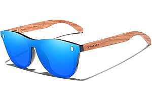 UKKD Kingseven Lunettes de soleil HD polarisées miroir en bois pour homme et femme Verres UV400 avec boîte en bois naturel N5504