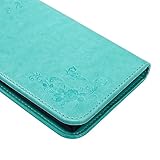 Sony Xperia XZ Hülle,Sony Xperia XZ Leder Handy Tasche Wallet Case Flip Cover Etui,Ukayfe Ledertasche im Bookstyle für Sony Xperia XZ Tasche Weiß,Elegant Prägung Schmetterling Blumen PU Ledercase Brieftasche Flip Tasche Hüllen Schutzhülle Scratch Magnetverschluss Telefon-Kasten Handyhülle mit Standfunktion und Karte Halter für Sony Xperia XZ - Grün - 