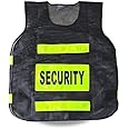 S.K.HUB Black Security Print Polyster Fabric Reflective Safety Jacket Safety Coat with Velcro Closure for Traffic, Sports.Construction Site, Sea Patrolling. (LARGE)