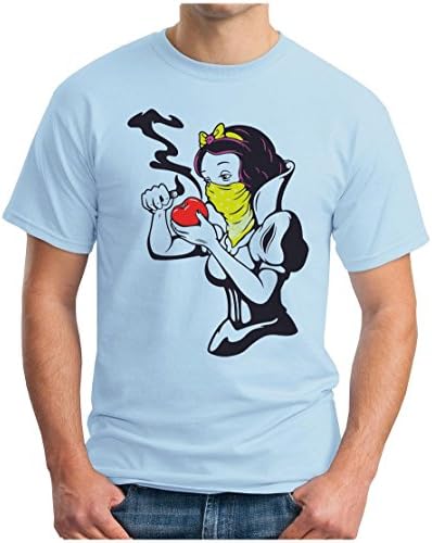 OM3 - CRACK SCHNEEWITTCHEN - T-Shirt SCHNEEFLITTCHEN Tattoo Gothic Punk, 5XL, sky blue