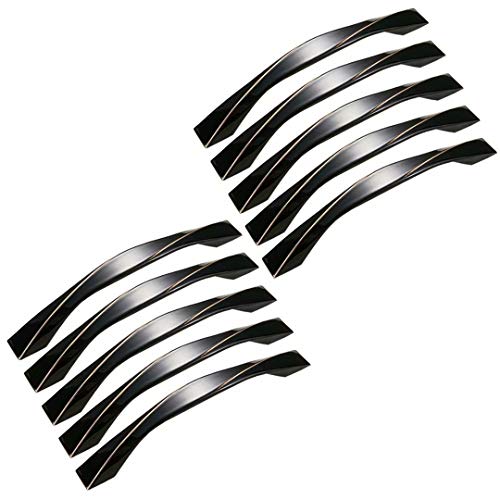 Preisvergleich Produktbild Creatwls 10 Stück Kabinett Möbelgriffe Schwarz Bogengriffe Schlafzimmer Kleiderschrank Zink-Legierung Möbelknopf Dekoration Griffe Stangengriff Küchengriff Türgriff