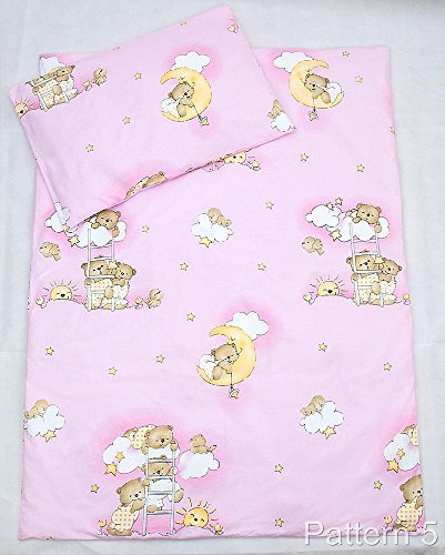 4 Pcs Cot Bedding, Duvet & Pillow Set, Duvet Size 120x90 cm - Pattern 5