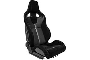 AUTO-STYLE Sedile Sportivo 'NK Premium' - Pelle scamosciata Nero + Tessuto Grigio 'Mesh' - reclinabile doppia regolazione in Poliestere - incl. Slitte