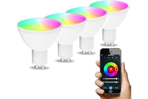 DOGAIN GU10 Smart Bulb, RGB Colour Changing WiFi Light Bulbs, Compatible with Alexa and Google Home, Dimmable led Bulbs, Remote Control, 4.5W=35W, No Hub Required, 4 Pack(2.4GHz Only)