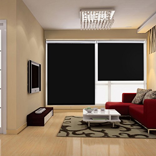 SHINY HOME® Moderne Verdunkelungrollo Jalousie Rollos (BxL, 120x230cm) Vorhang Silberbeschichtung Sonnenschutzrollo Verdunklung Klemmfix Kettenzug ohne Bohren (Schwarz) - 6