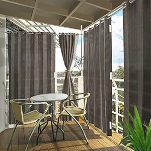 HIPPO - HDPE 95% Sun Blockage Outdoor Balcony Curtain Complete UV Protection Excellent Light Filtering Heat Protection Curtains With Steel Eyelets/ Grommets Suitable For 8FT Door Desert-Storm Color 4.5FTX8FT Pack of 2Pcs