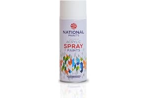 National Paints Fast Drying Acrylic Spray Paint, Premium Multi Surface Paint, Durable Finish, Easy to Use - 400ML - Matt White 801